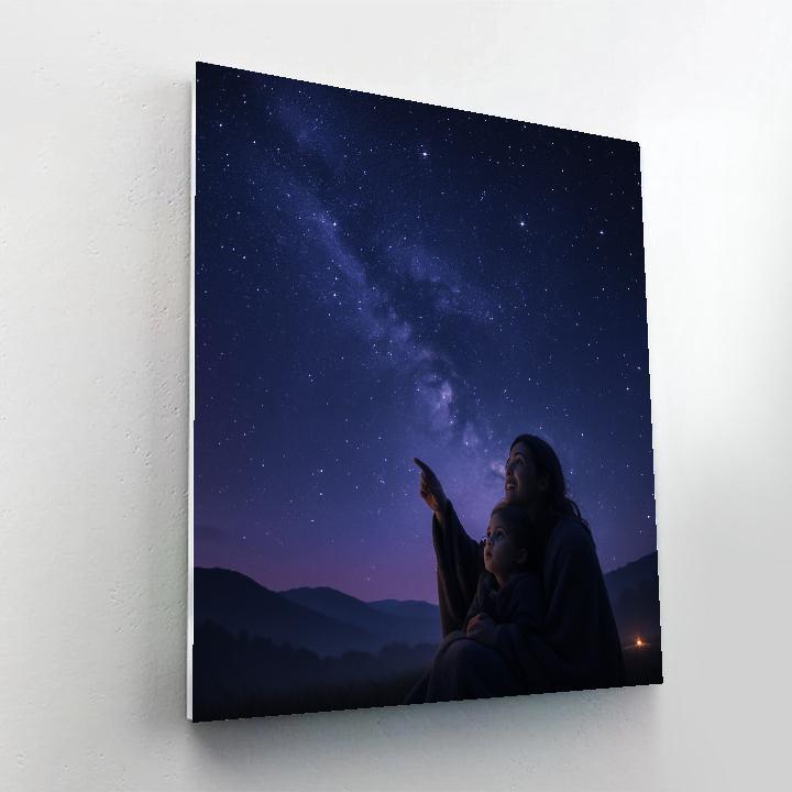 Mother And Child Stargazing Night painting number kit