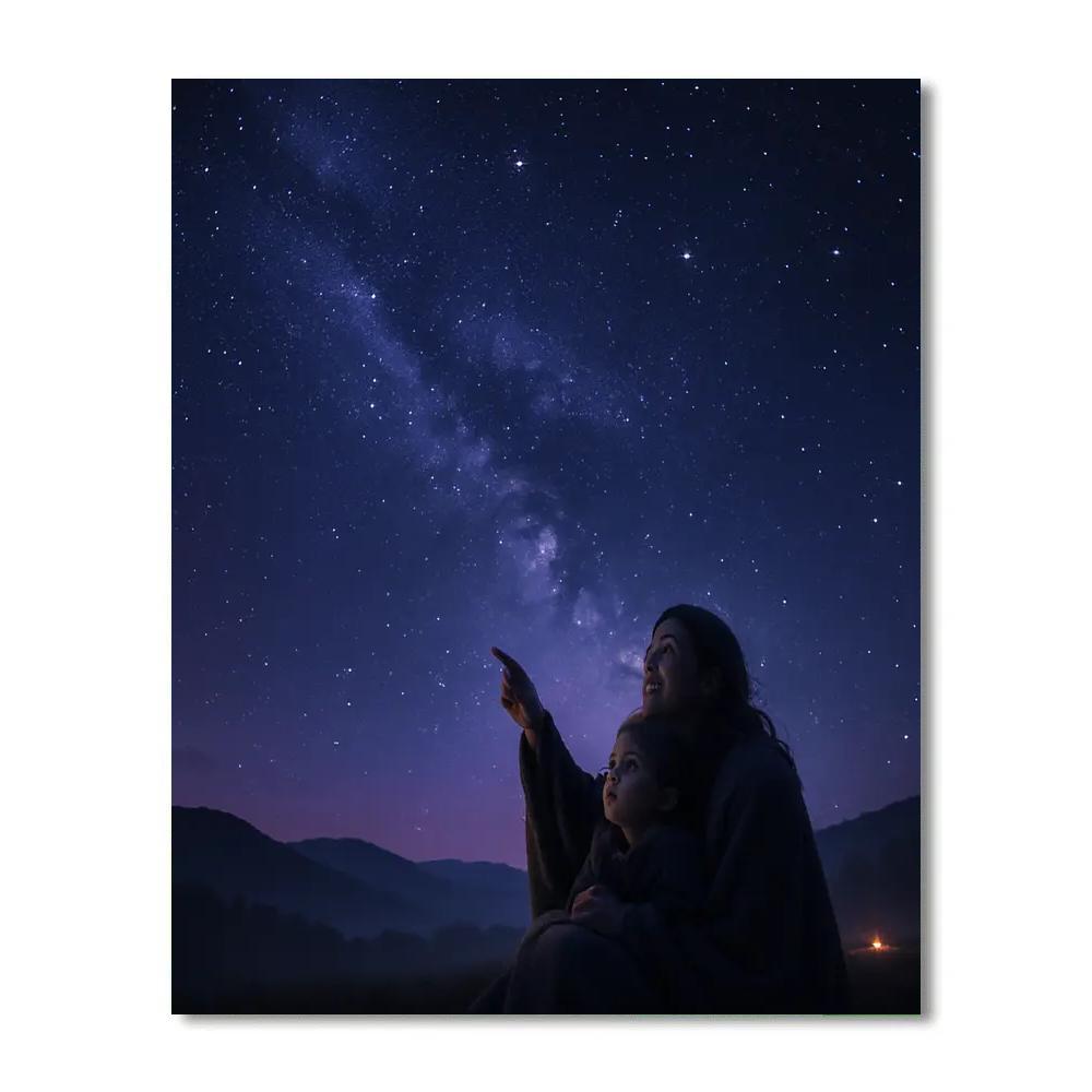 Mother And Child Stargazing Night painting number kit