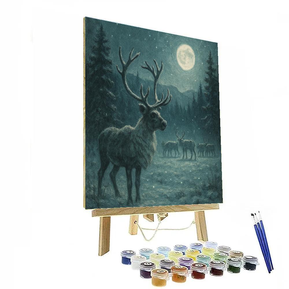 Twilight Reindeer Clearing Painting by numbers kit