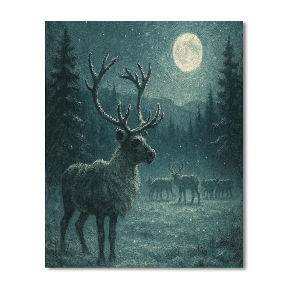 Twilight Reindeer Clearing Painting by numbers kit