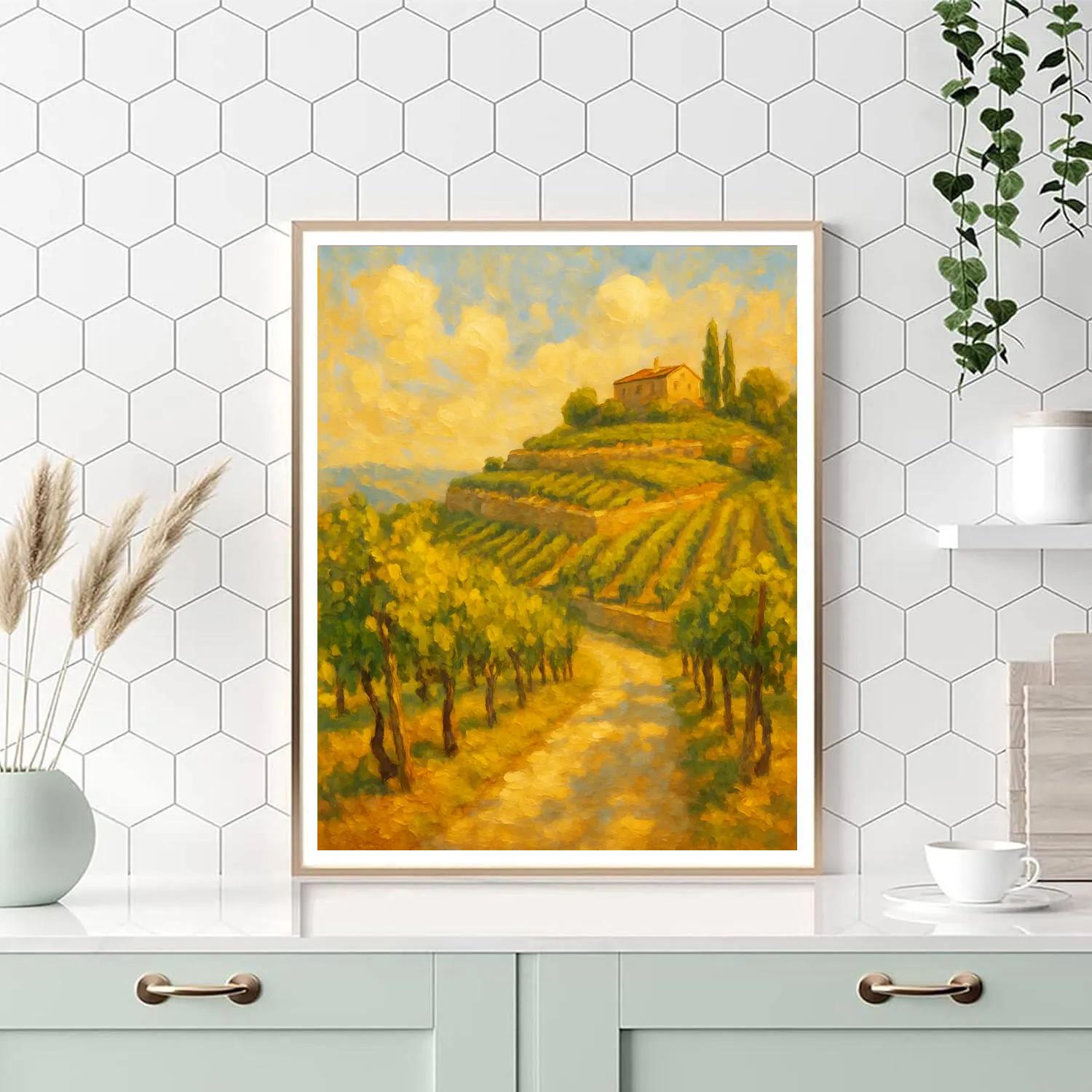 Sunlit Vineyard Ridge Paint by numbers art