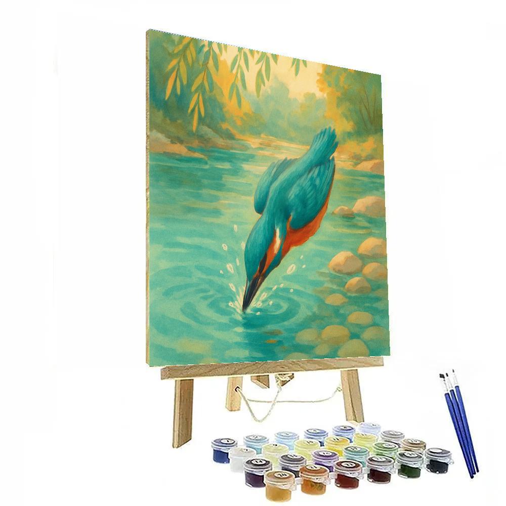 Kingfisher Cozy River Dive Numbered painting kits