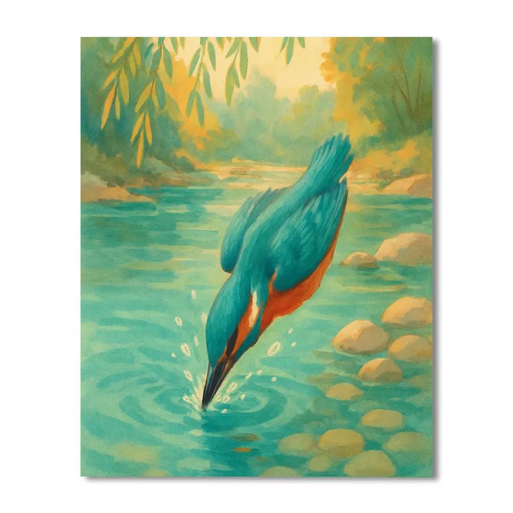 Kingfisher Cozy River Dive Numbered painting kits