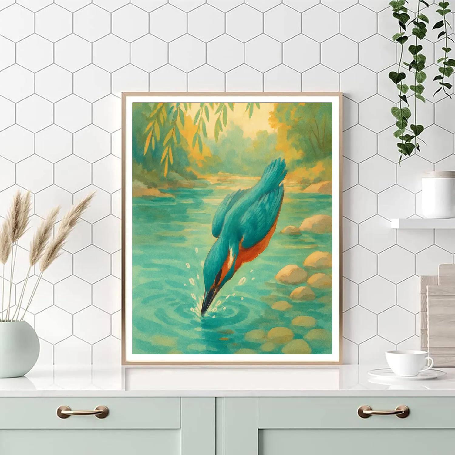 Kingfisher Cozy River Dive Numbered painting kits