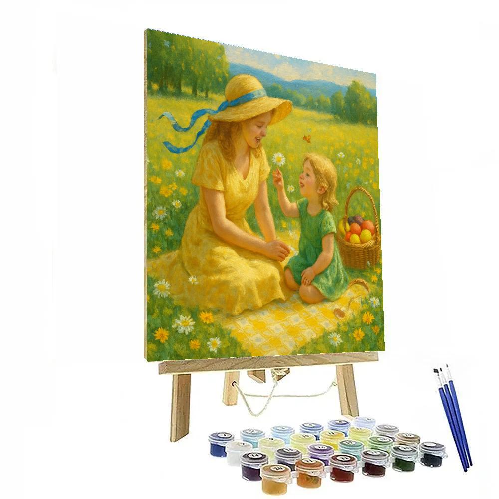 Picnic Meadow Mother And Child Paint by numbers art