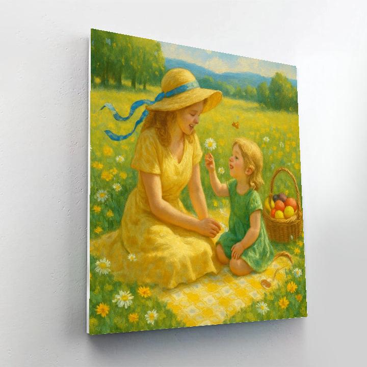 Picnic Meadow Mother And Child Paint by numbers art