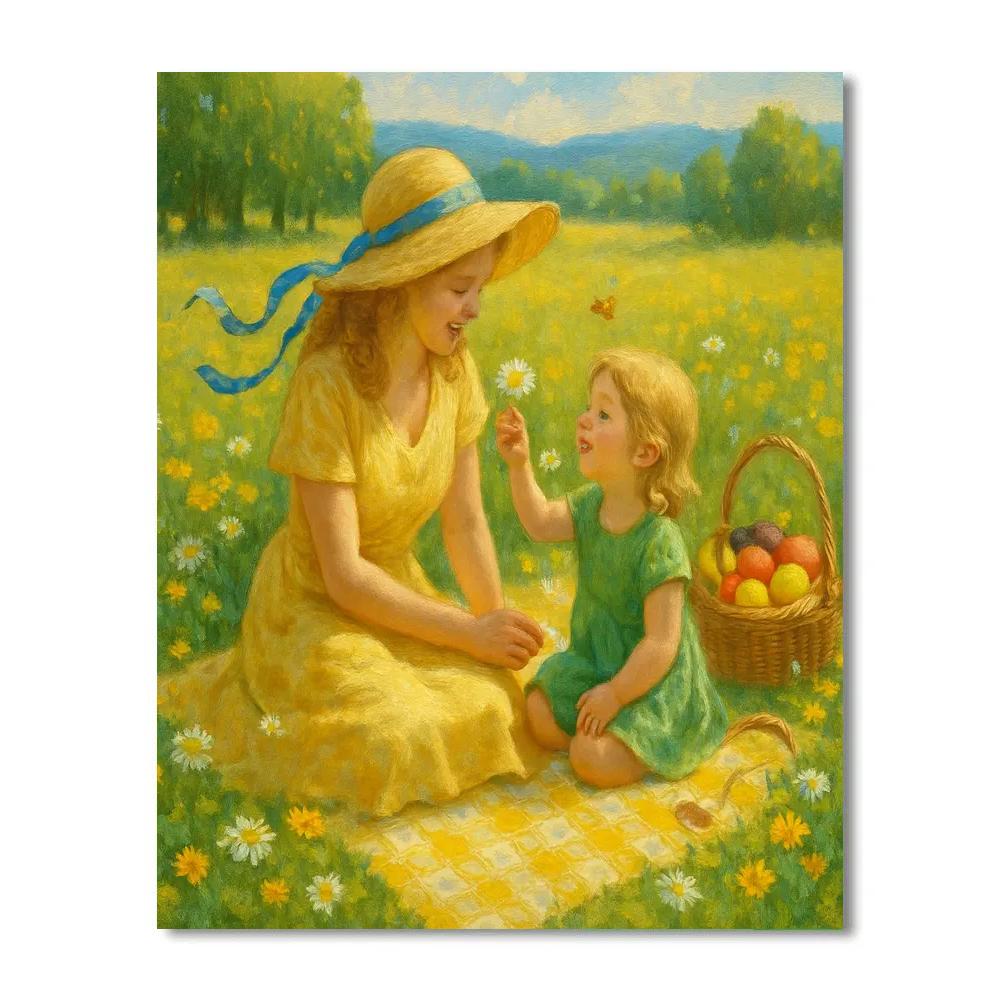 Picnic Meadow Mother And Child Paint by numbers art
