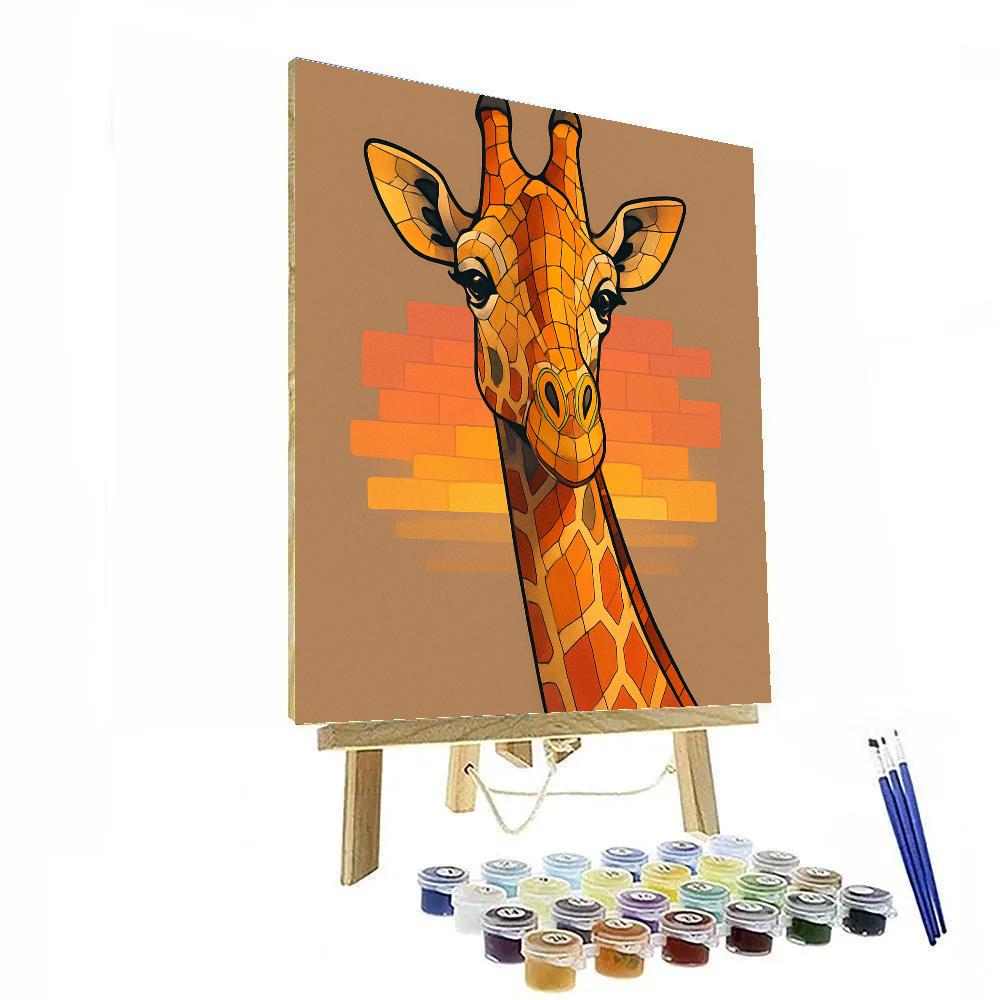Giraffe With Sunset Mosaic Eyes painting number kit