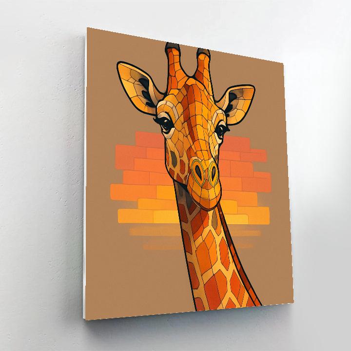 Giraffe With Sunset Mosaic Eyes painting number kit