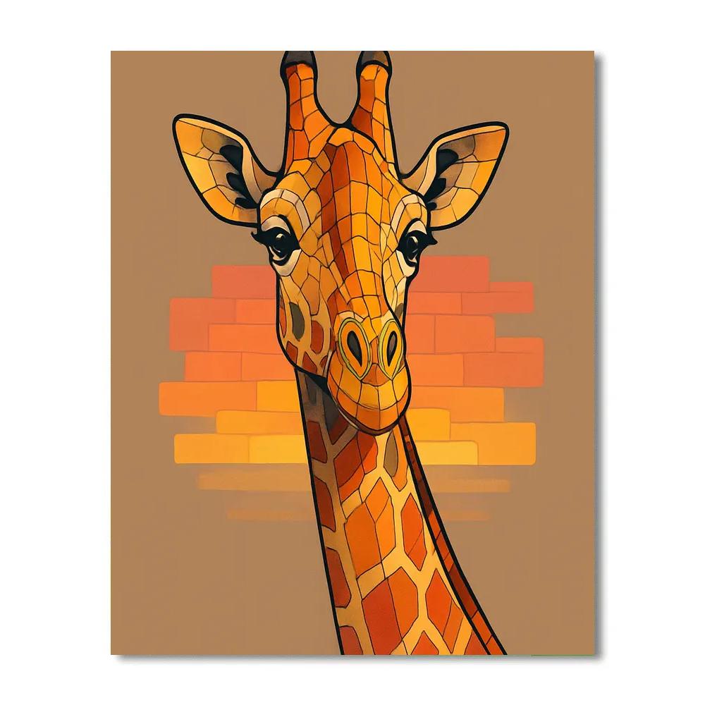 Giraffe With Sunset Mosaic Eyes painting number kit