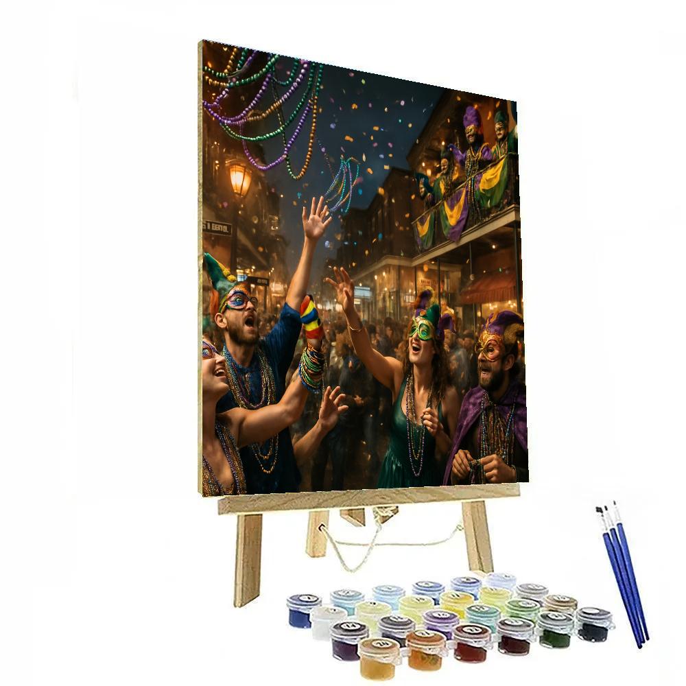Mardi Gras Bead Toss On Bourbon Street Painting by numbers kit