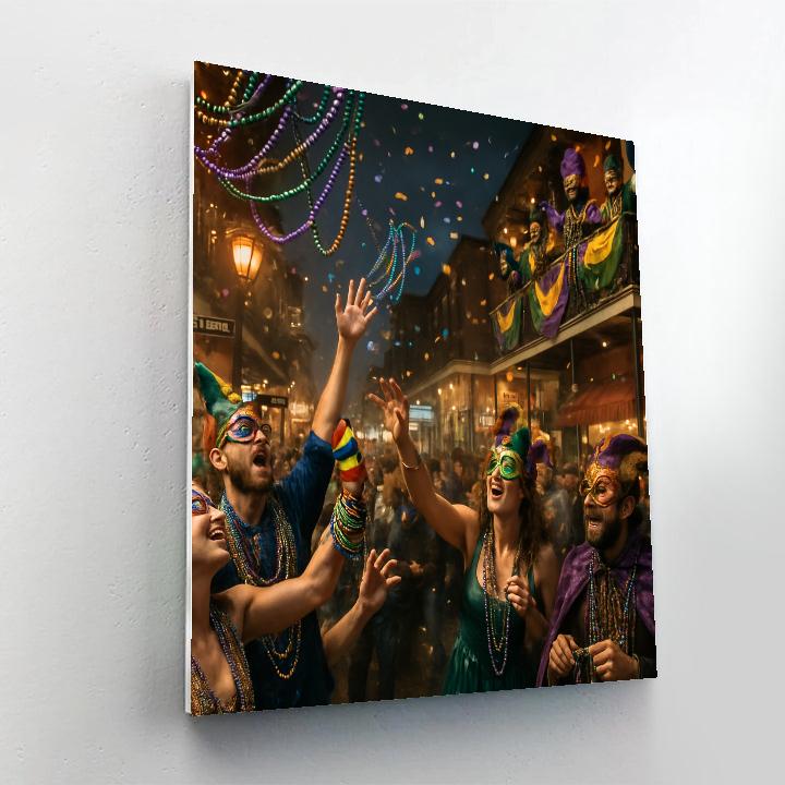 Mardi Gras Bead Toss On Bourbon Street Painting by numbers kit