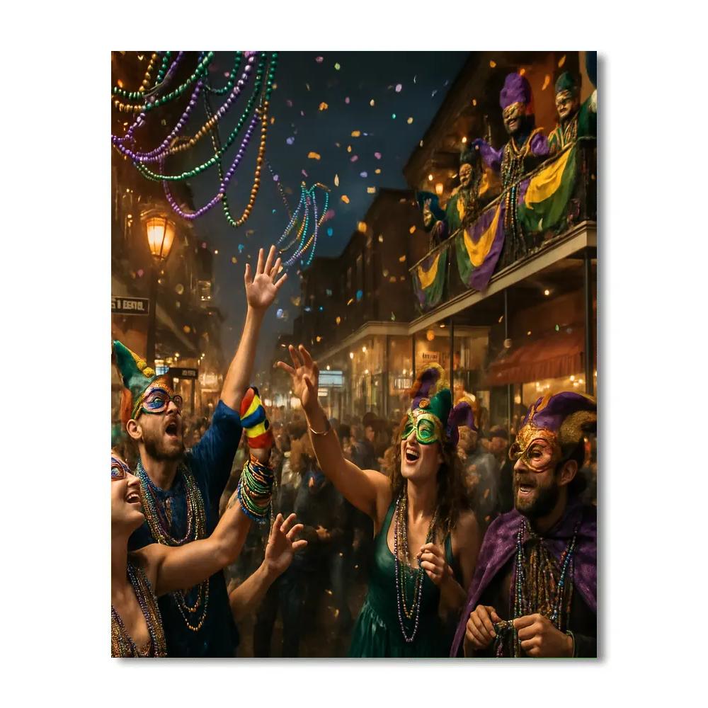 Mardi Gras Bead Toss On Bourbon Street Painting by numbers kit