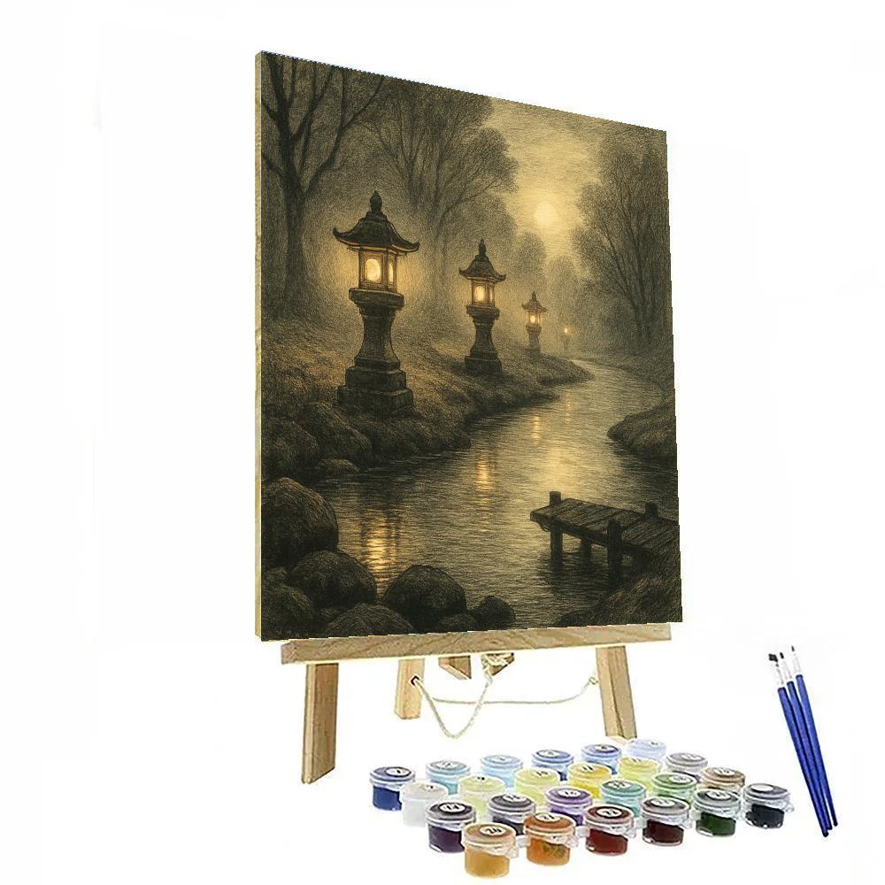 Foggy Riverbend Lanterns paint by numbers