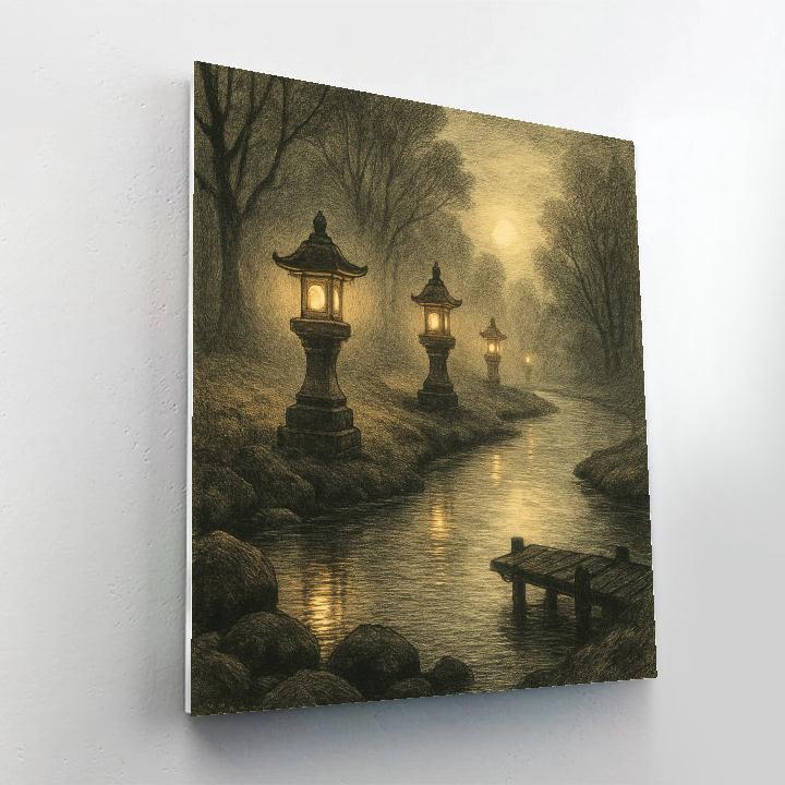 Foggy Riverbend Lanterns paint by numbers