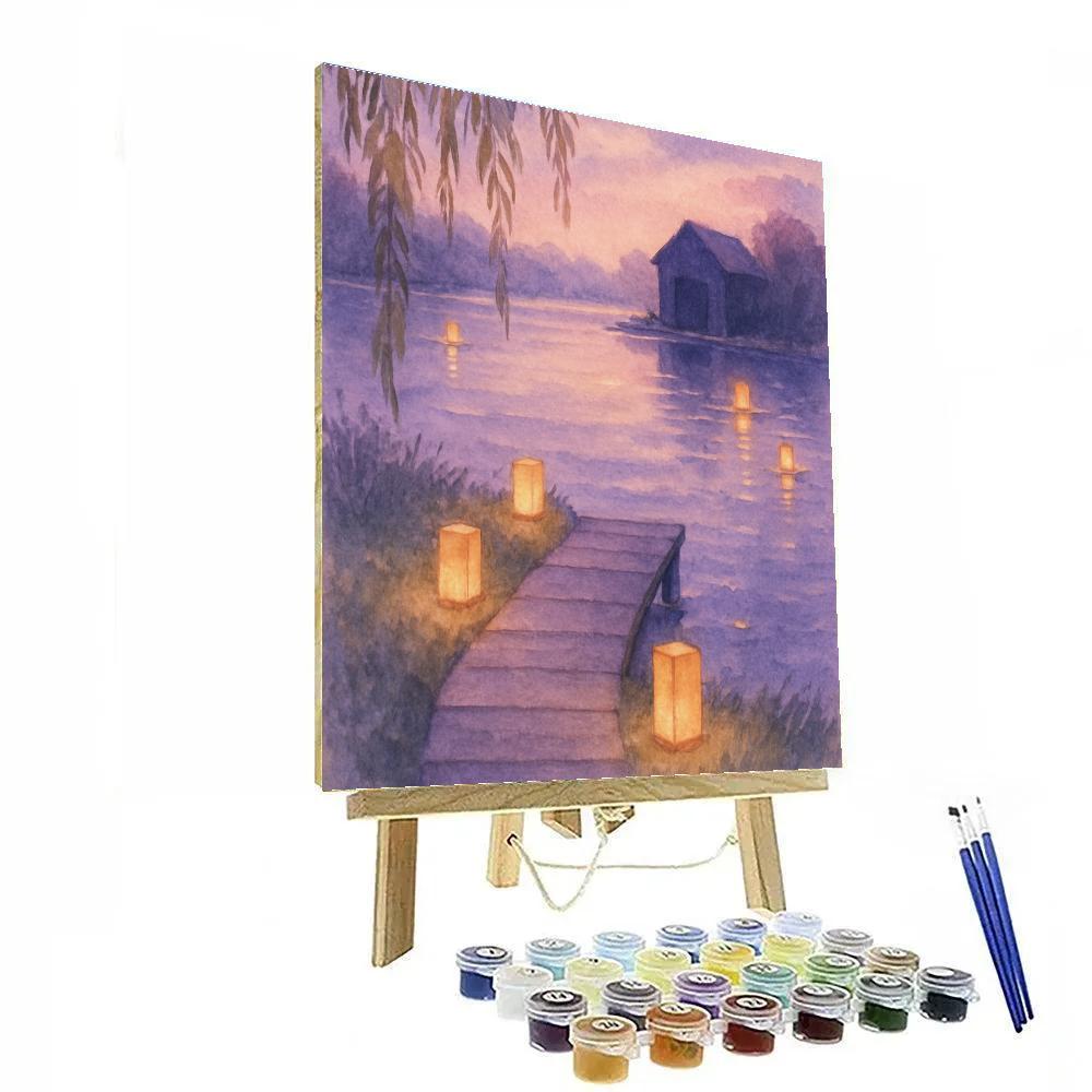 Lavender Dusk Row Of Lanterns DIY paint by numbers