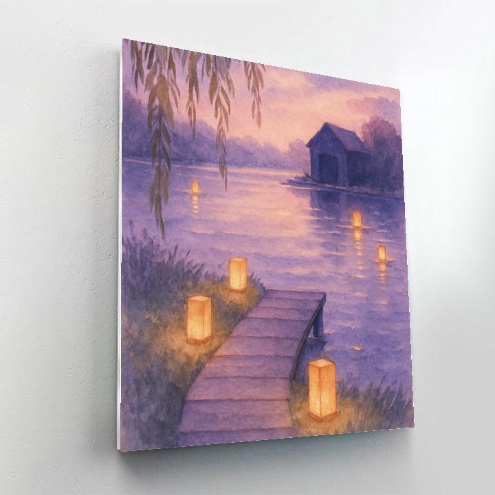 Lavender Dusk Row Of Lanterns DIY paint by numbers