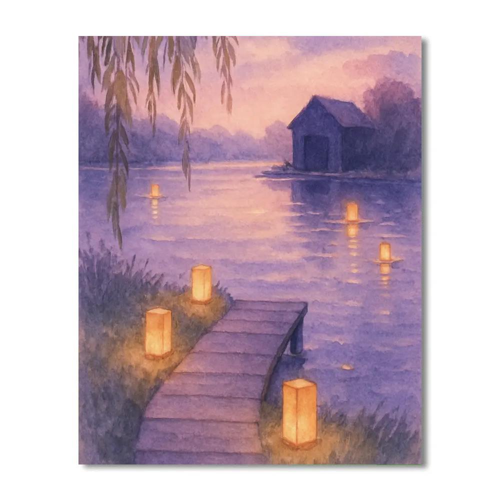 Lavender Dusk Row Of Lanterns DIY paint by numbers