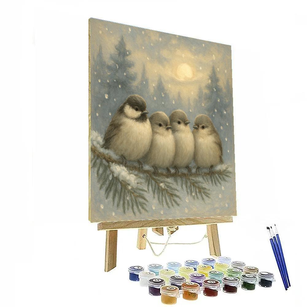 Snowy Cozy Perch For Little Songbirds paint by color