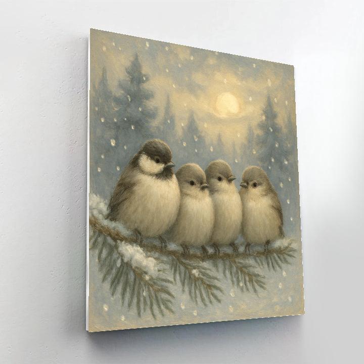 Snowy Cozy Perch For Little Songbirds paint by color