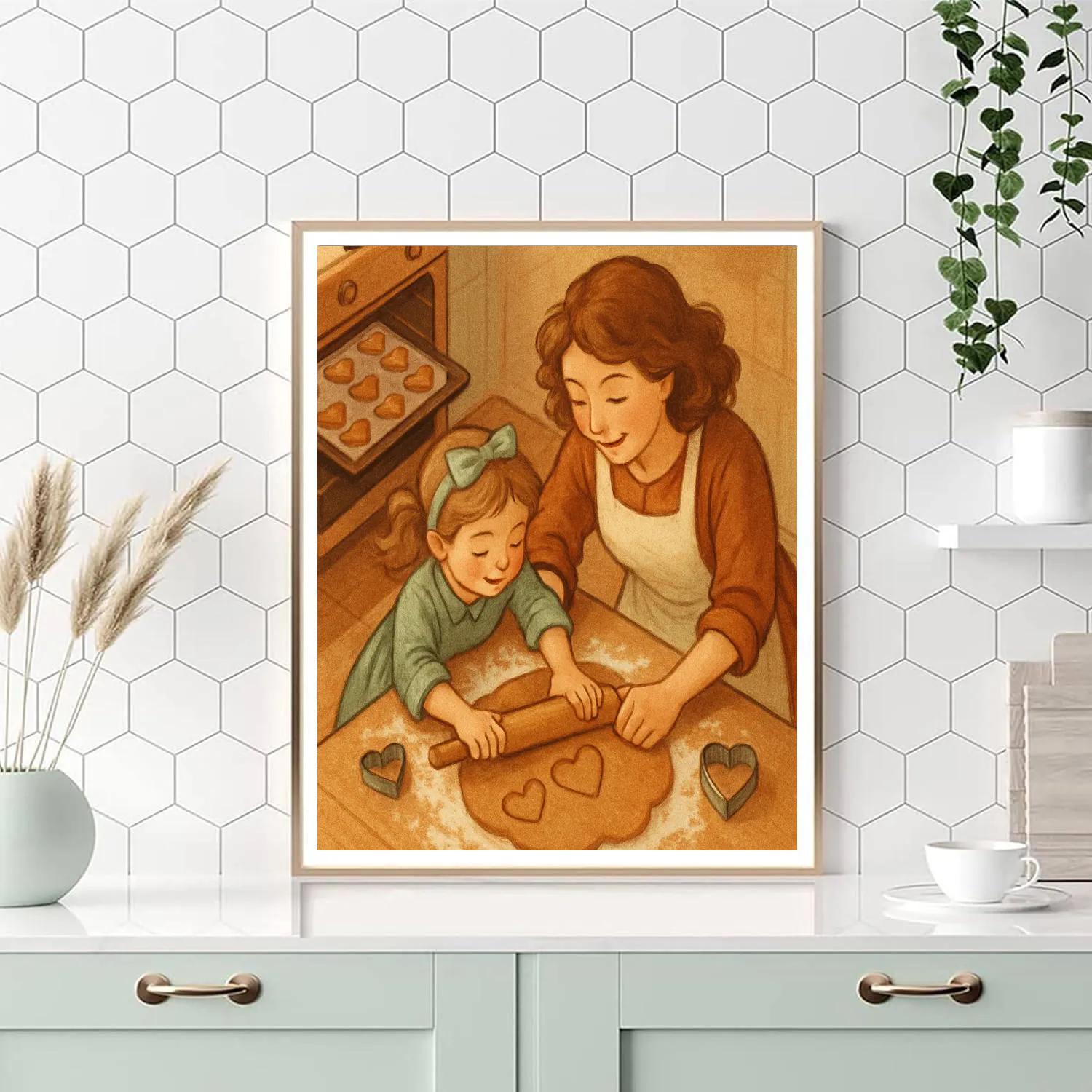 Baking Cookies With Mother And Child Number painting