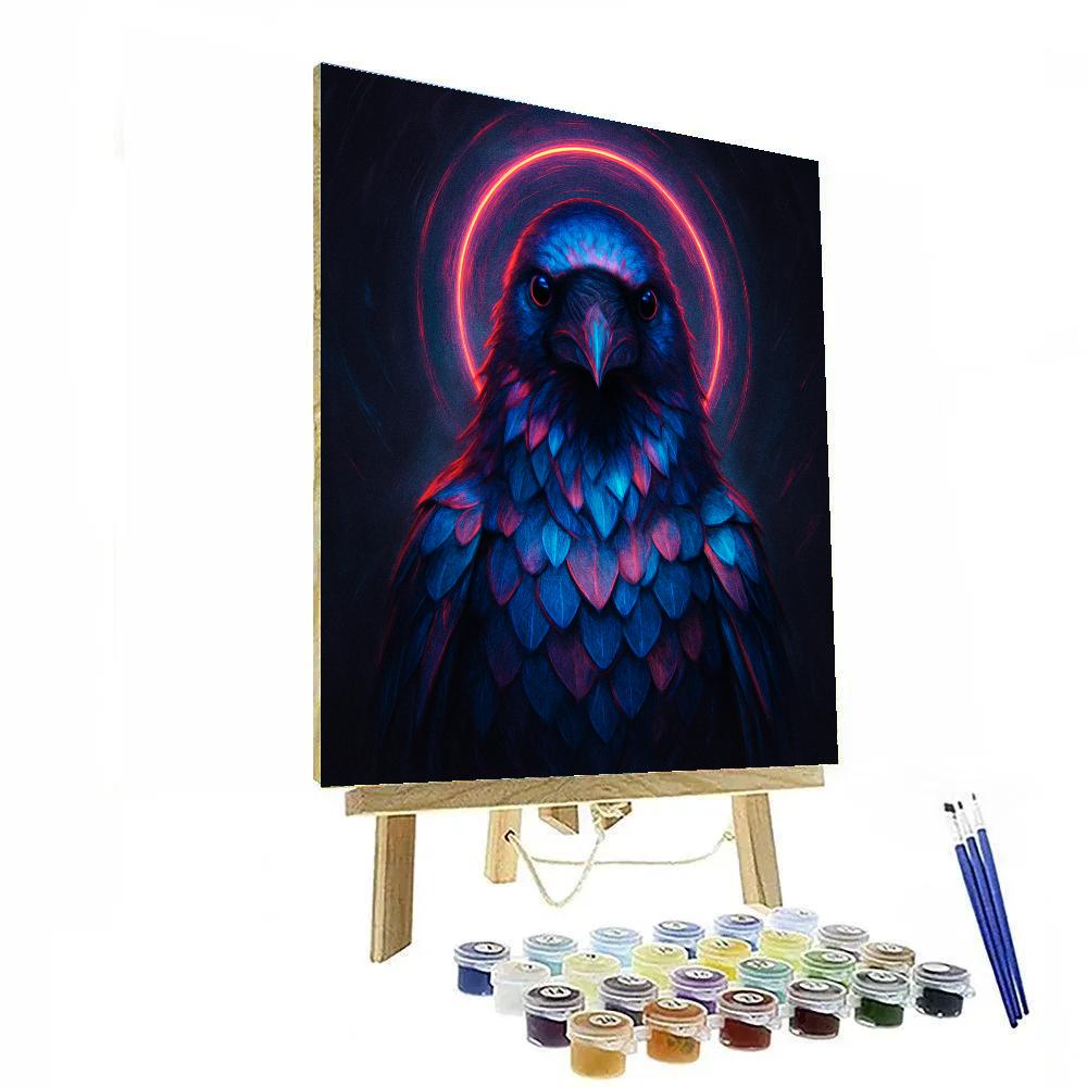 Raven In Chromatic Halo Painting by numbers kit