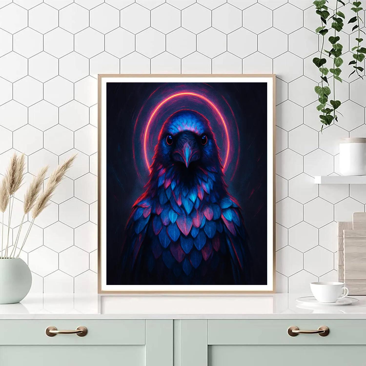 Raven In Chromatic Halo Painting by numbers kit