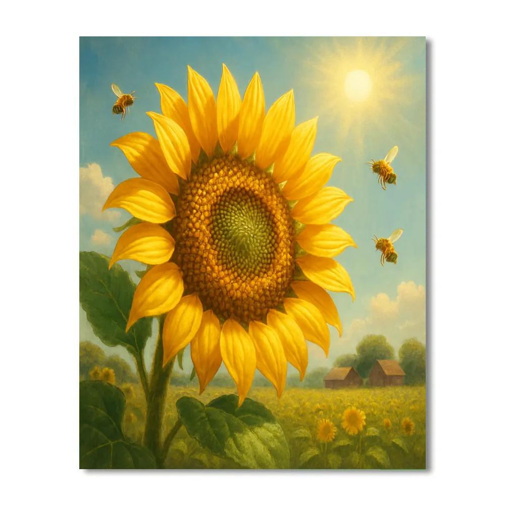 Sunflower Solar Bloom paint by numbers