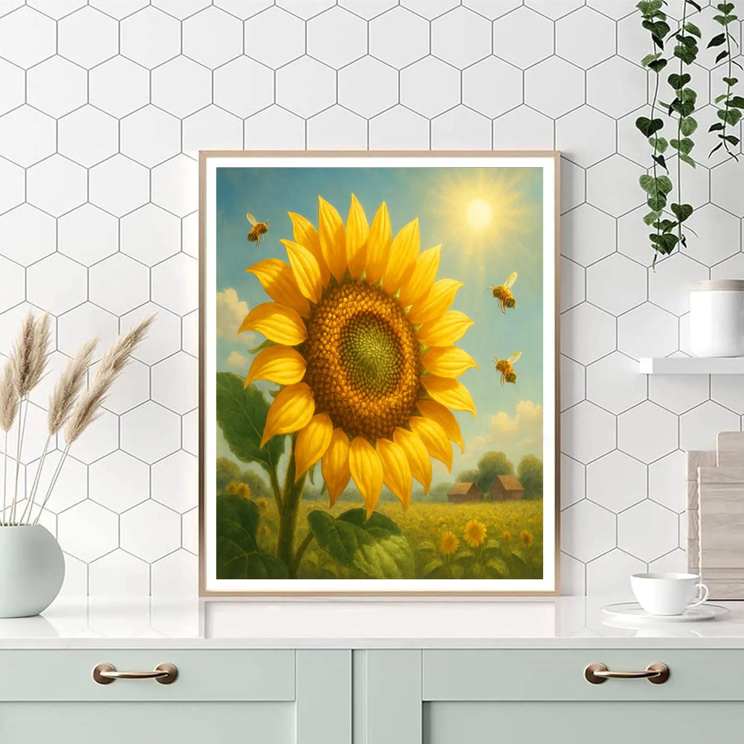 Sunflower Solar Bloom paint by numbers