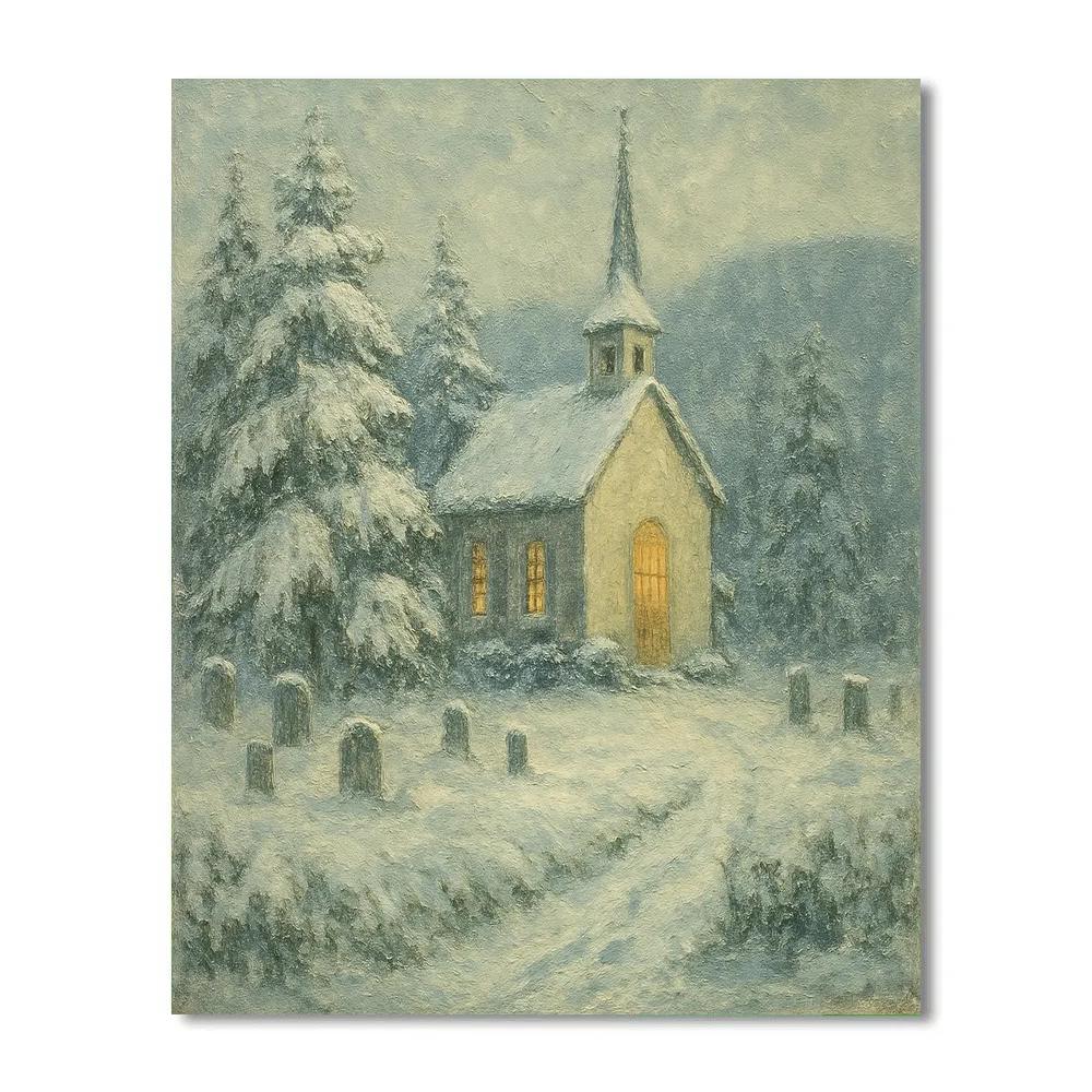 Churchyard Under Powdered Pines painting number kit