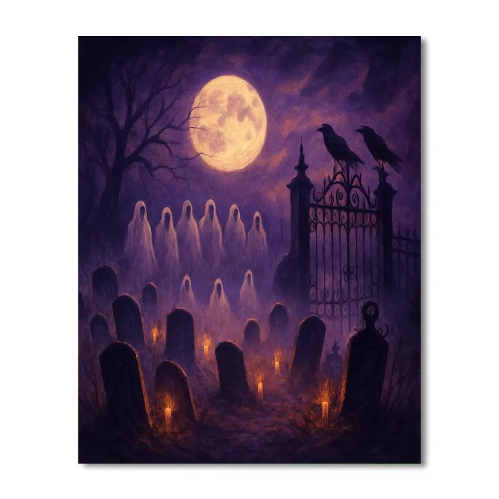 Graveyard Choir At Midnight Number painting
