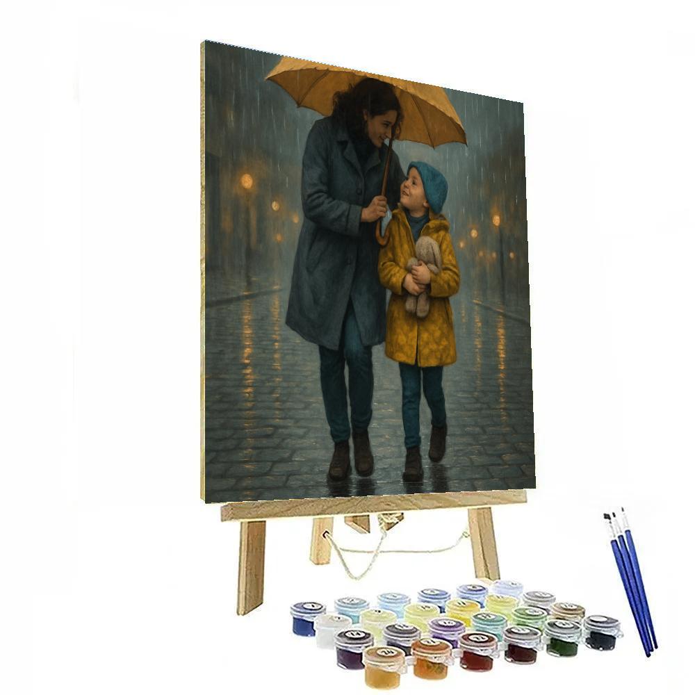 Mother And Child Umbrella Rainwalk Paint by numbers art