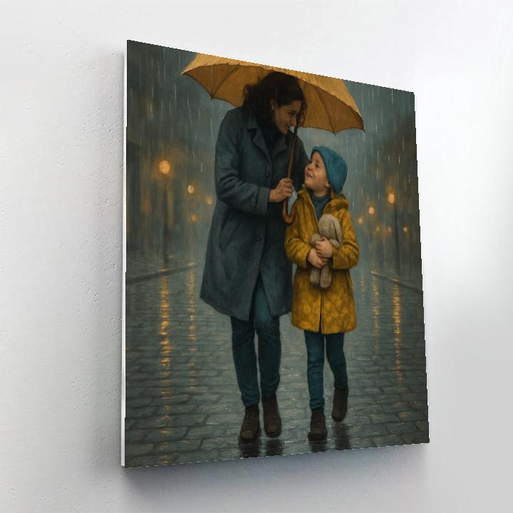 Mother And Child Umbrella Rainwalk Paint by numbers art