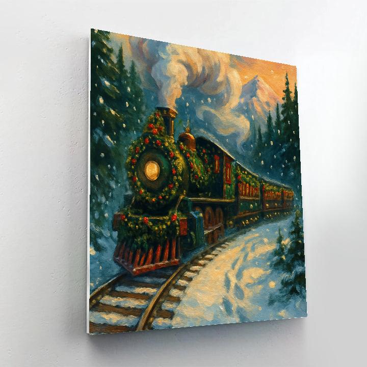 Festive Train Through Evergreen Pass Paint by numbers kits