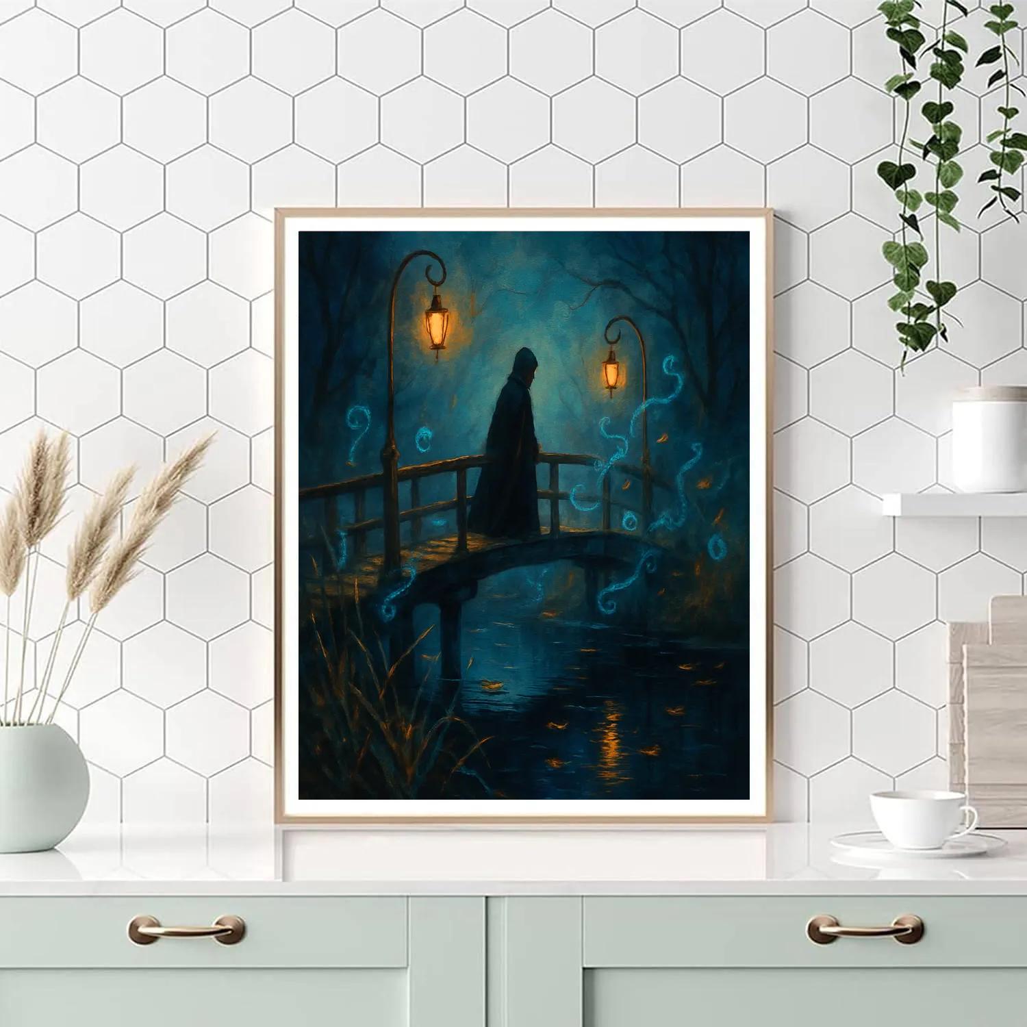 Fogbound Lantern Bridge paint by numbers