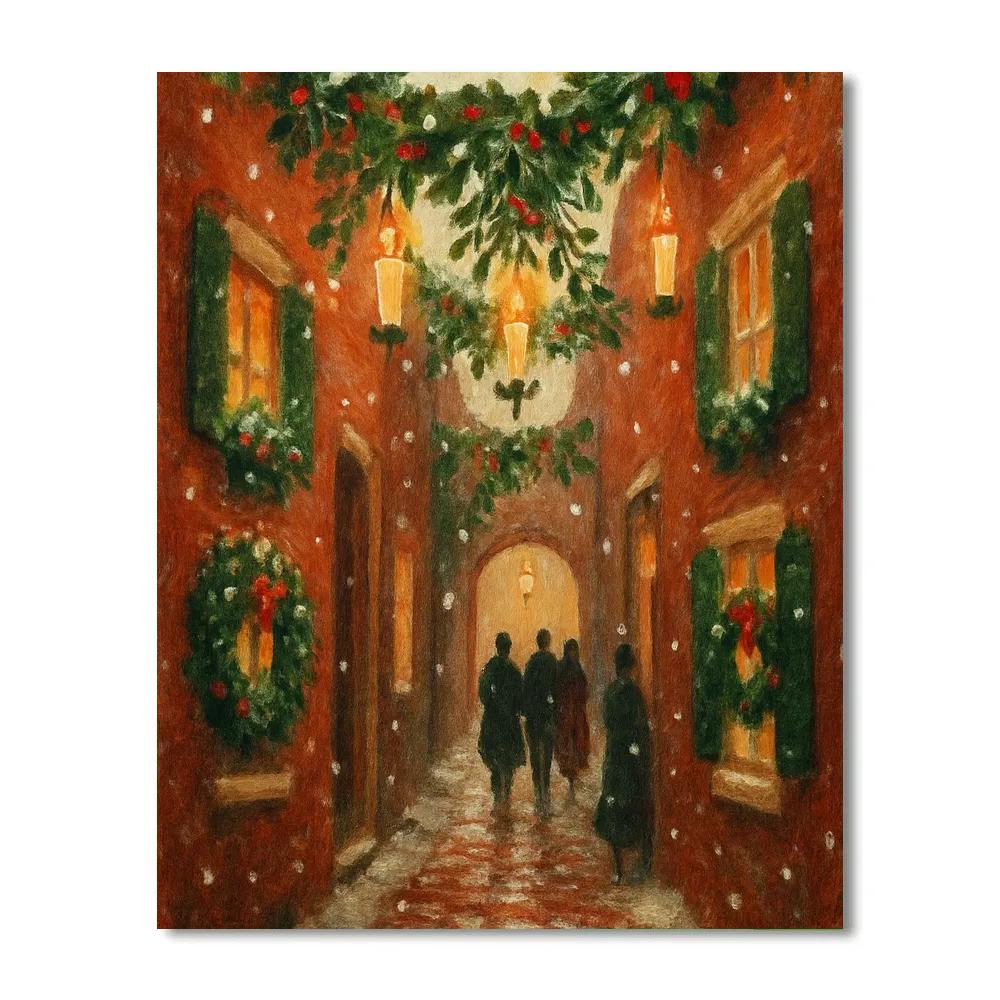 Mistletoe Alley Candlelight Stroll Paint by numbers art