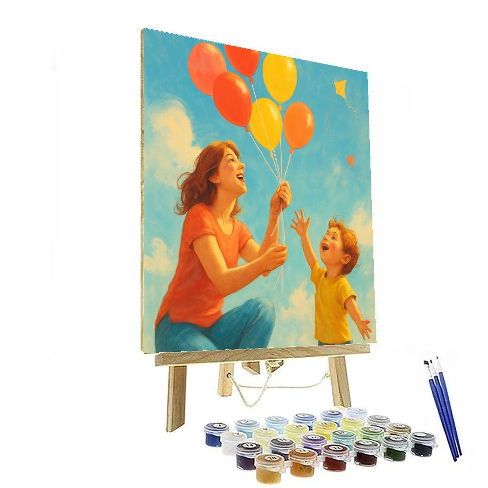 Mother And Child Balloon Release paint by color