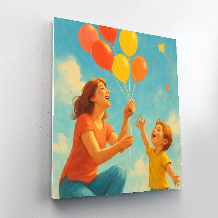 Mother And Child Balloon Release paint by color