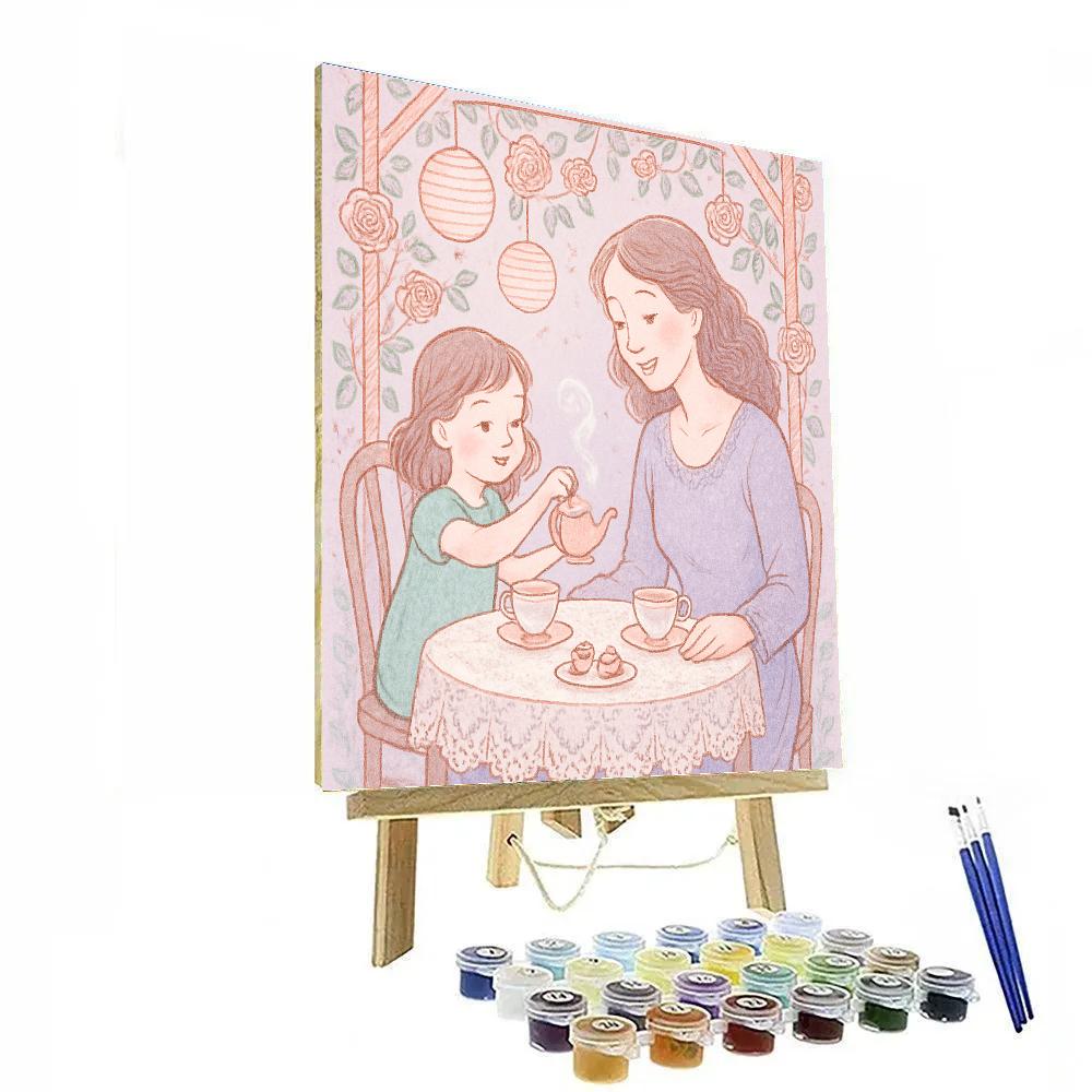 Mother And Child Garden Tea Party paint by color