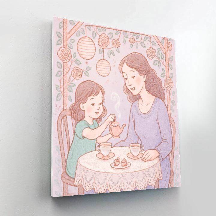 Mother And Child Garden Tea Party paint by color