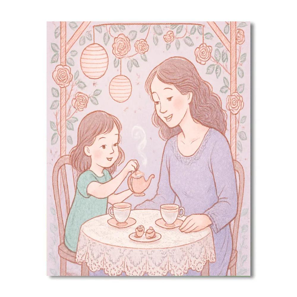 Mother And Child Garden Tea Party paint by color