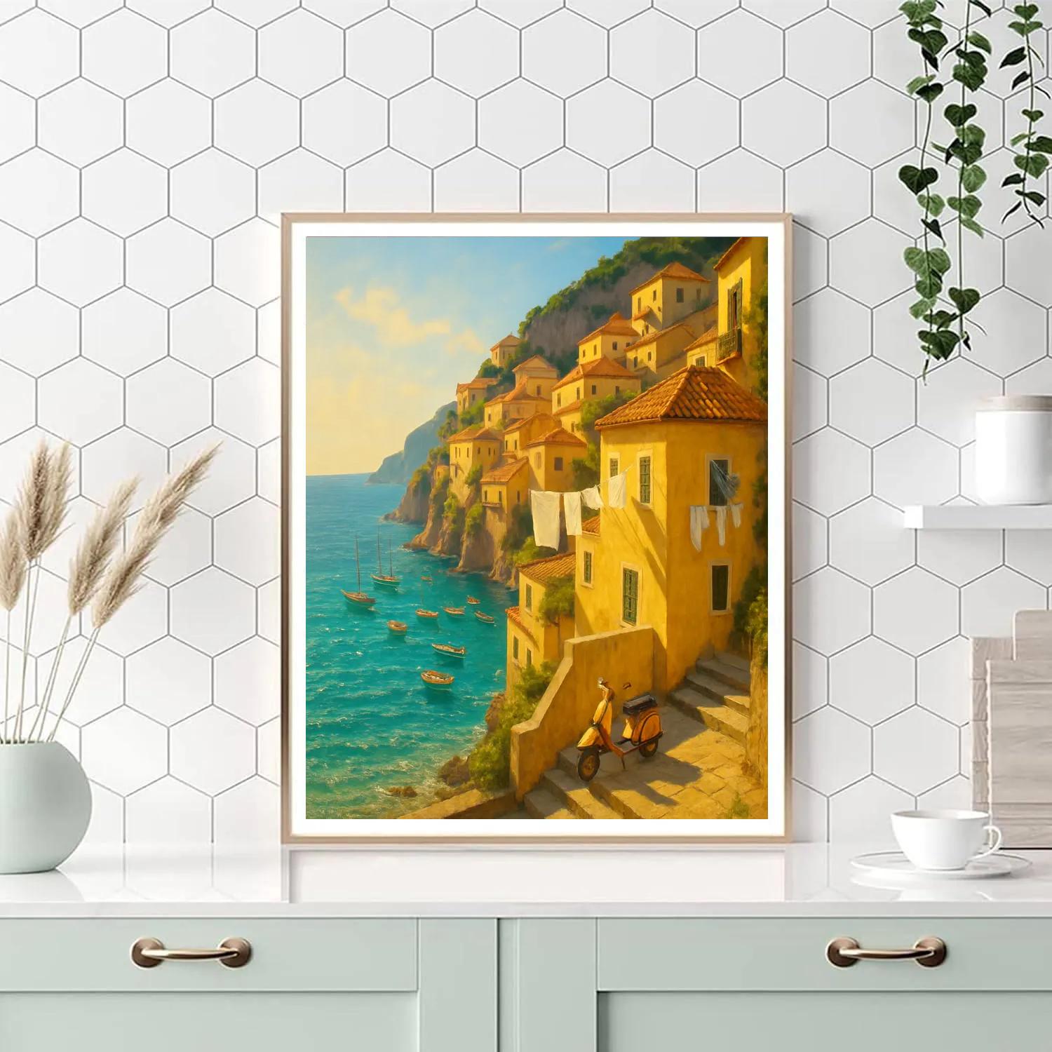 Italy Coastal Reverie painting number kit