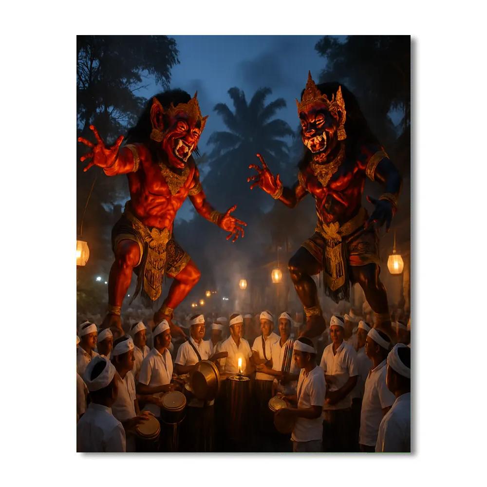 Colorful Bali Ogoh Ogoh Festival painting number kit