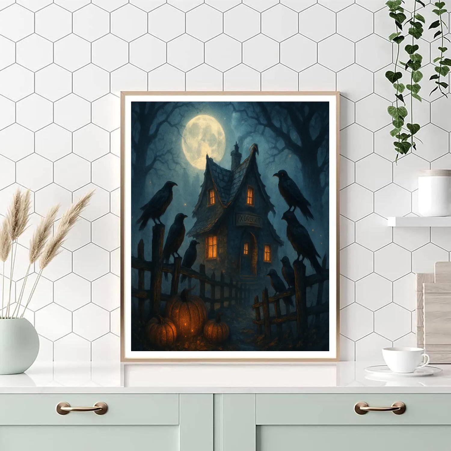 Raven Watch Over Moon Croft Paint by numbers art