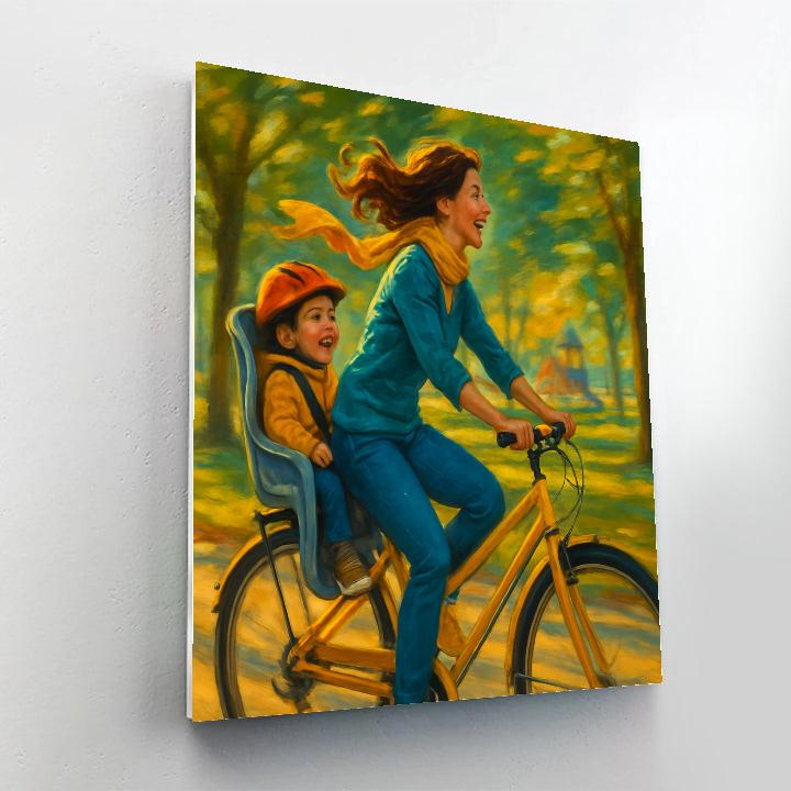 Mother And Child Bike Ride Together Paint by numbers kits
