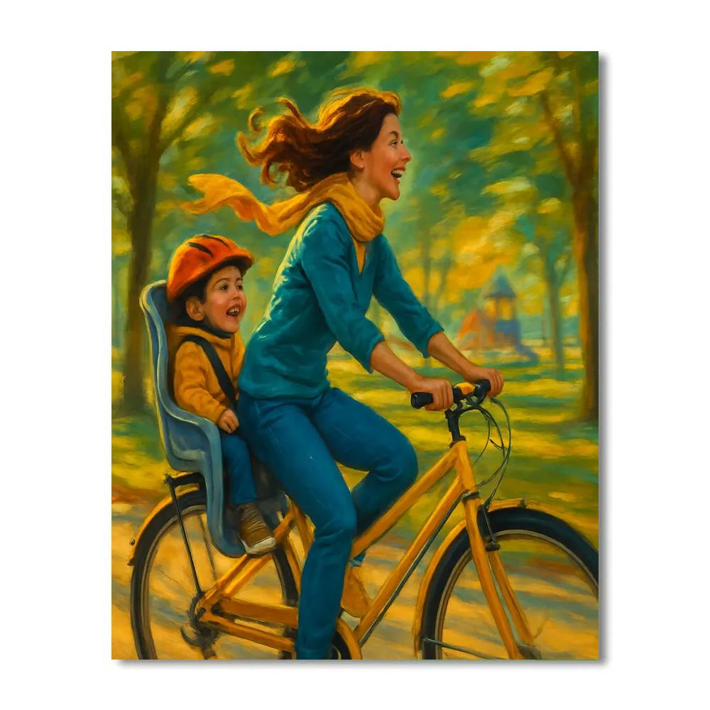 Mother And Child Bike Ride Together Paint by numbers kits
