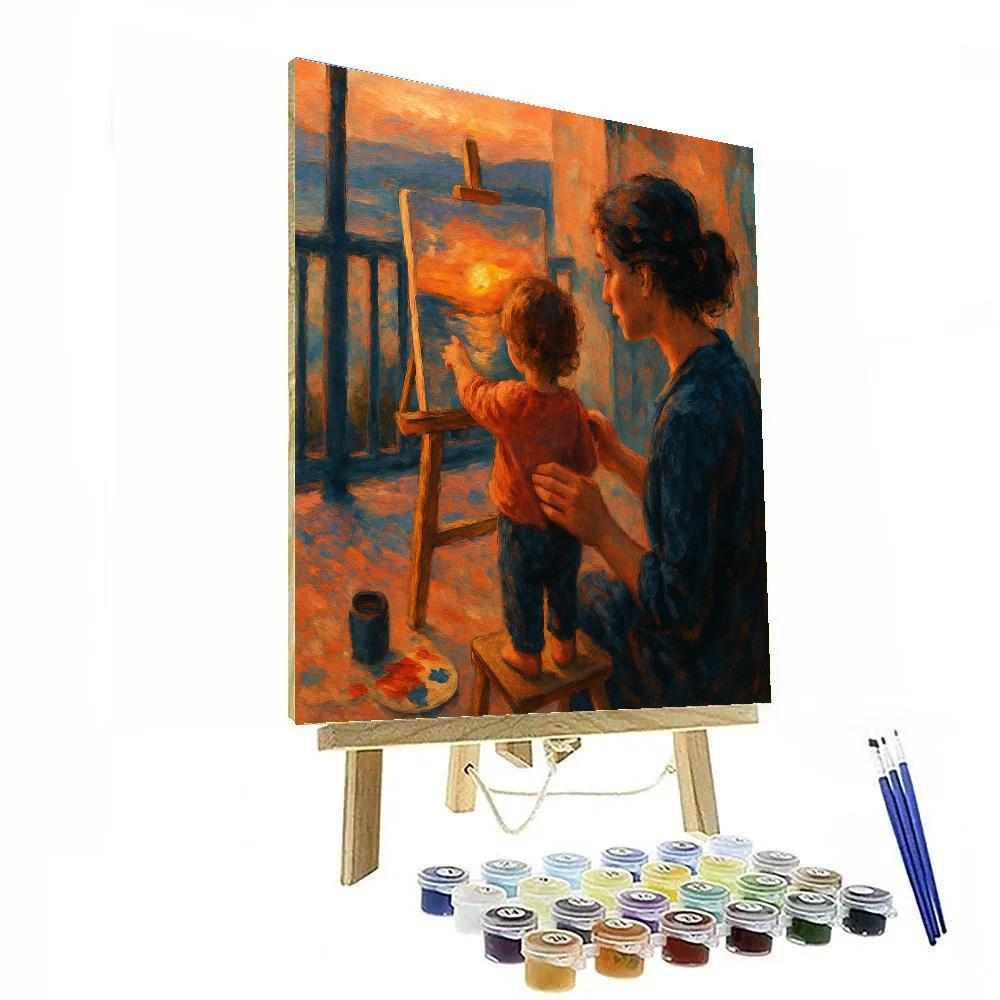 Mother And Child Sunset Painting Moment DIY paint by numbers
