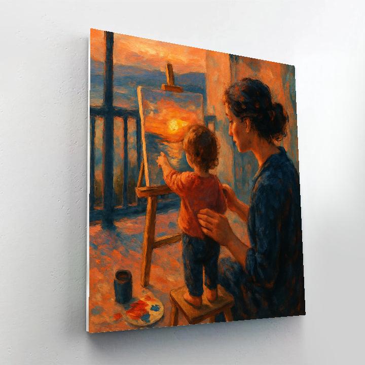 Mother And Child Sunset Painting Moment DIY paint by numbers