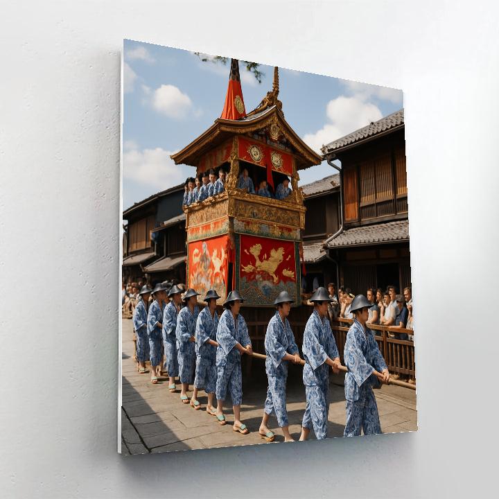 Elegant Japanese Gion Matsuri Procession painting number kit