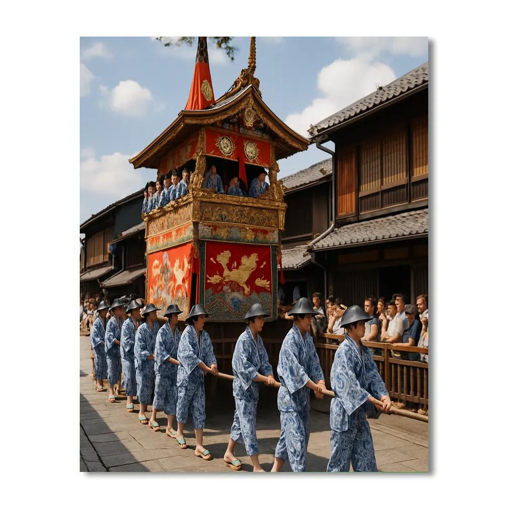 Elegant Japanese Gion Matsuri Procession painting number kit